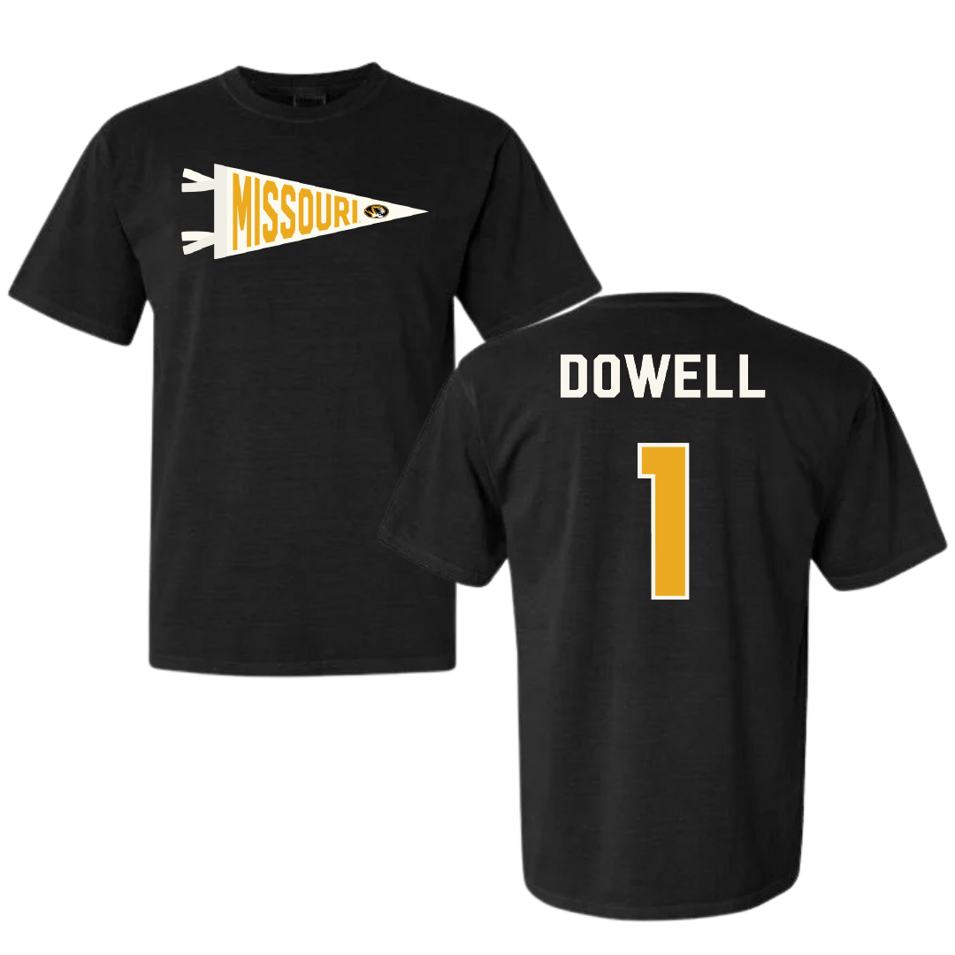 University of Missouri Basketball Black Pennant Comfort Colors Tee - #1 Shannon Dowell
