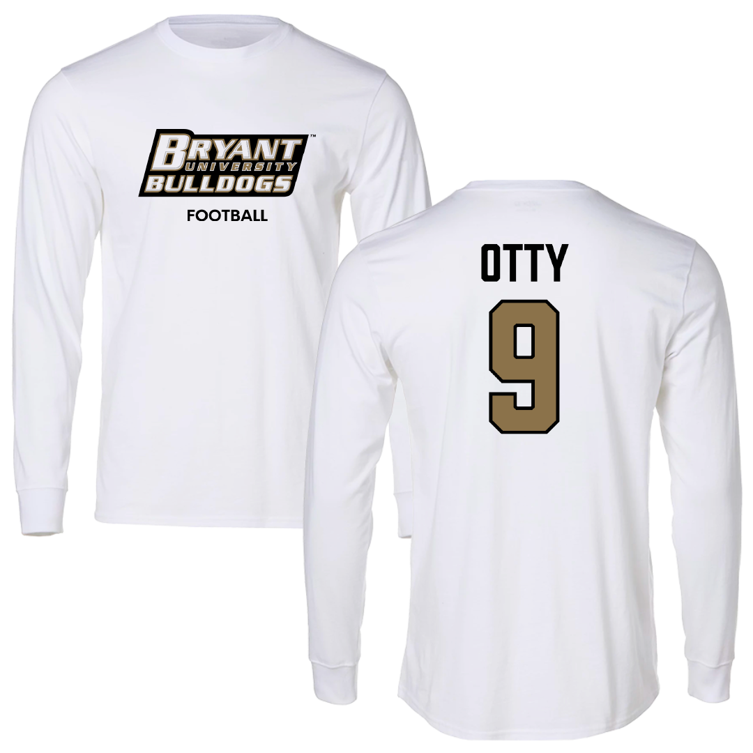 Bryant University Football White Performance Long Sleeve - #9 Michael Otty