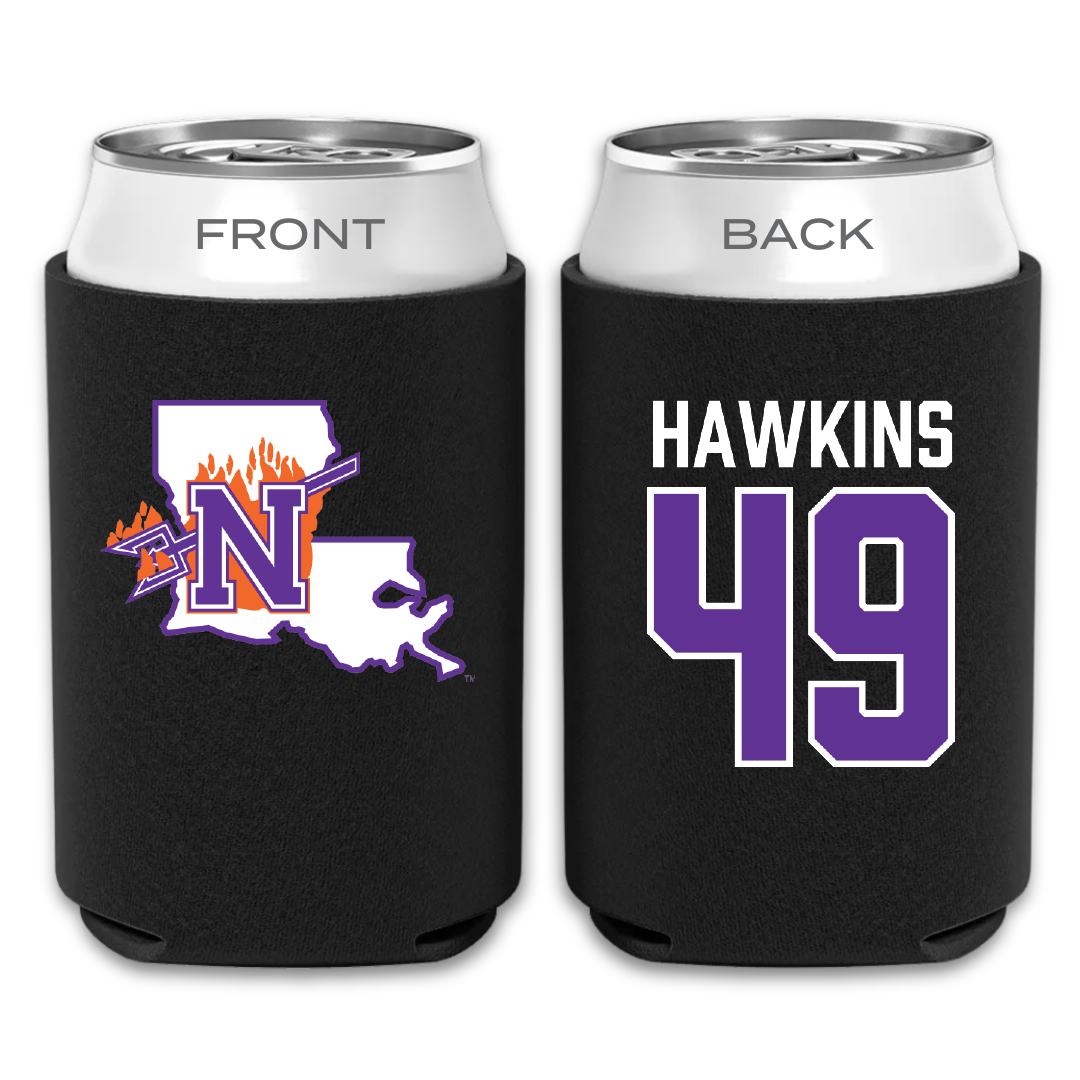 Northwestern State University Football Black Can Cooler - #49 Christian Hawkins