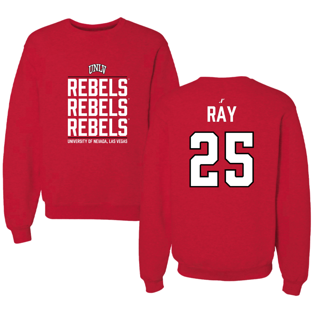 University of Nevada-Las Vegas Football Red General Crewneck - #25 Rogerick Ray