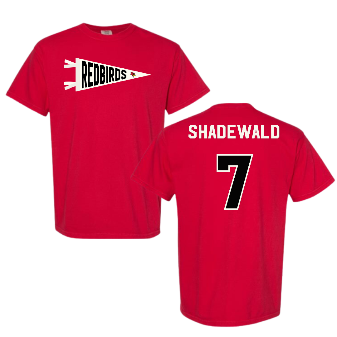 Illinois State University Volleyball Red Pennant Comfort Colors Tee - #7 Aida Shadewald