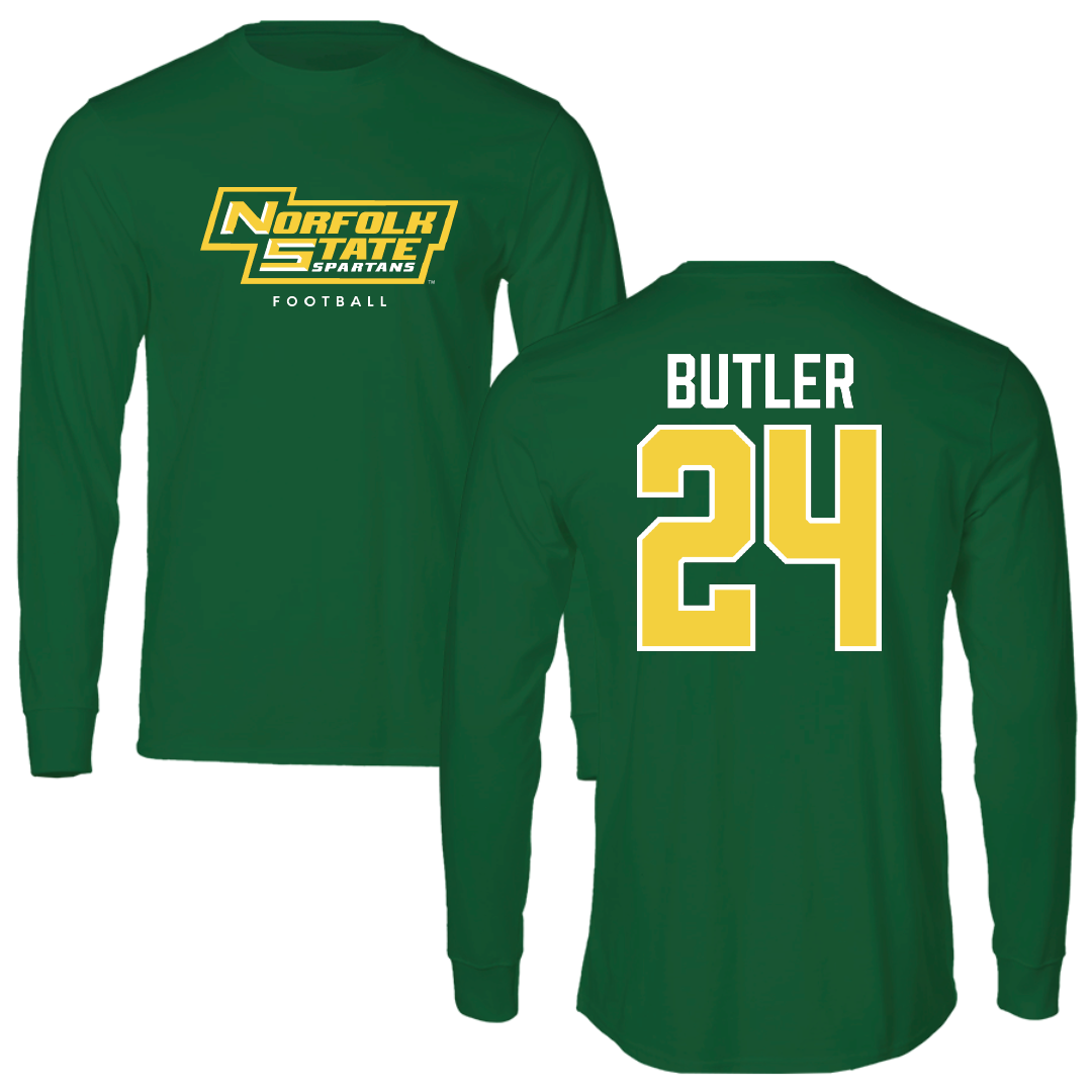 Norfolk State University Football Kelly Green Long Sleeve - #24 Chris Butler