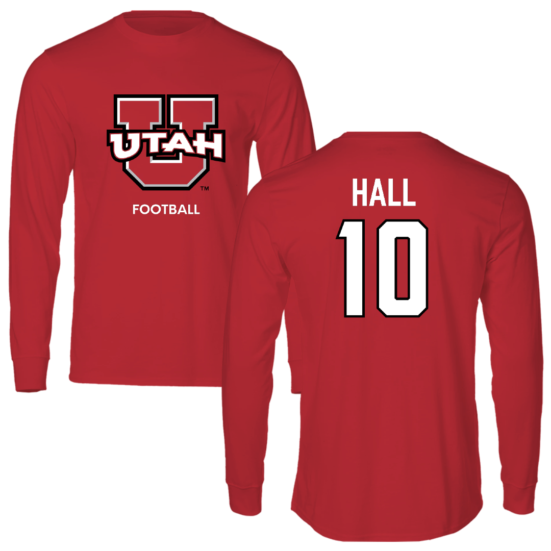University of Utah Football Red Utes Long Sleeve - #10 Johnathan Hall