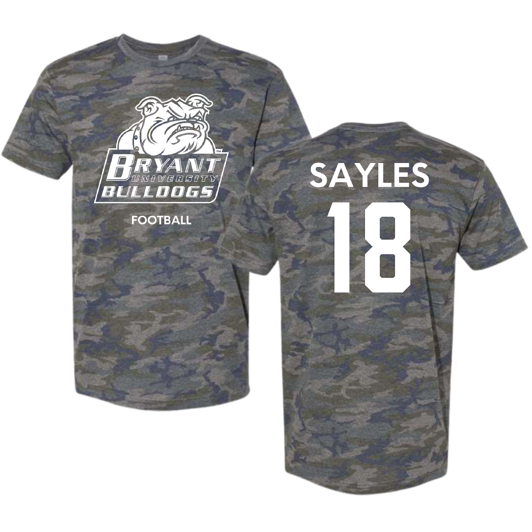 Bryant University Football Vintage Camo Tee - #18 Braden Sayles