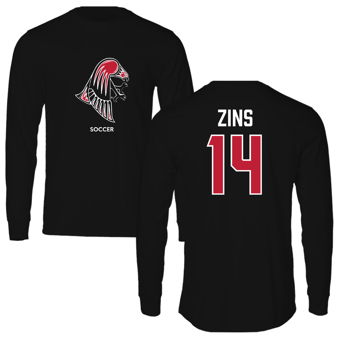 University of Wisconsin-River Falls Soccer (W) Black Mascot Long Sleeve - #14 Macy Zins