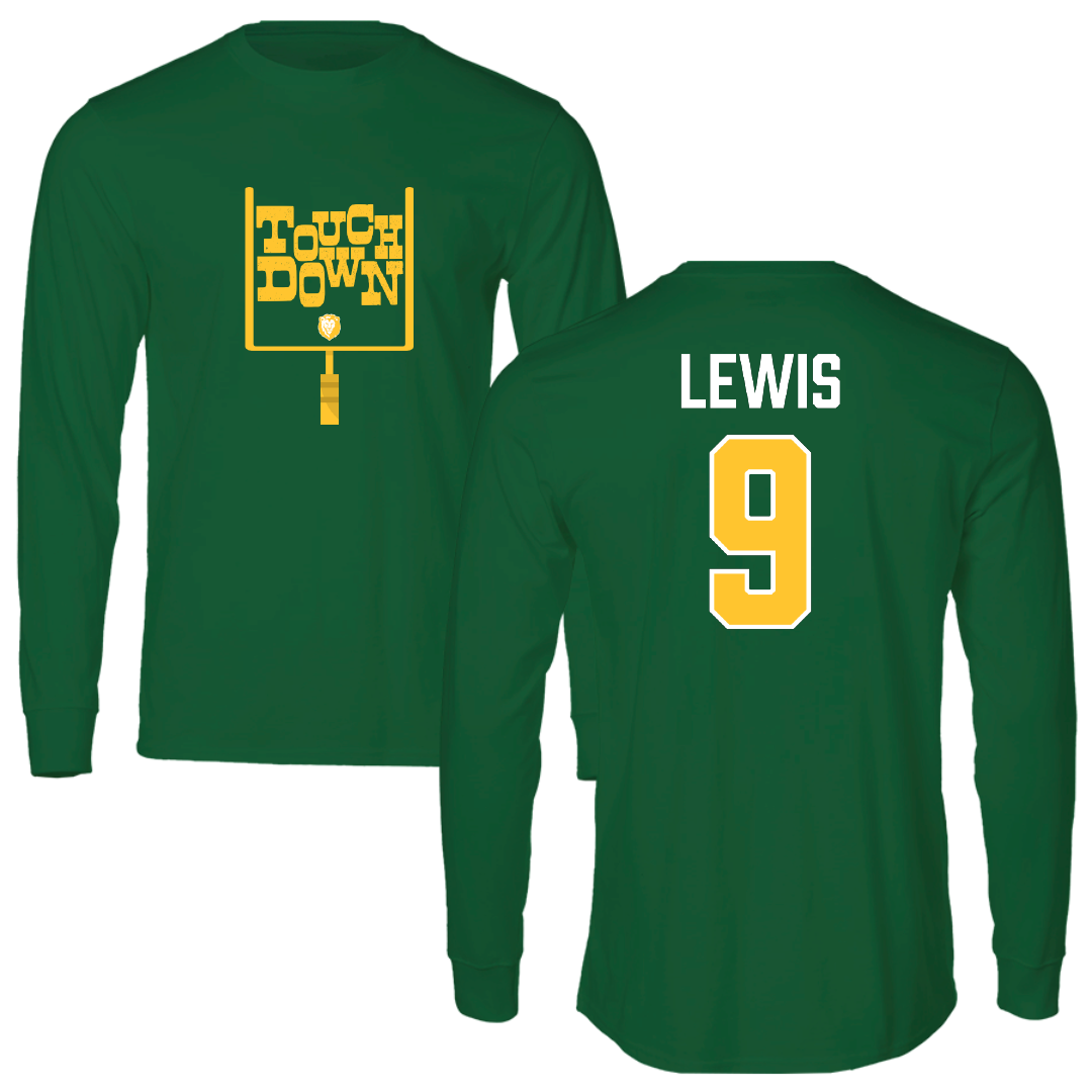 Southeastern Louisiana University Football Green Touchdown Long Sleeve - #9 Darius Lewis