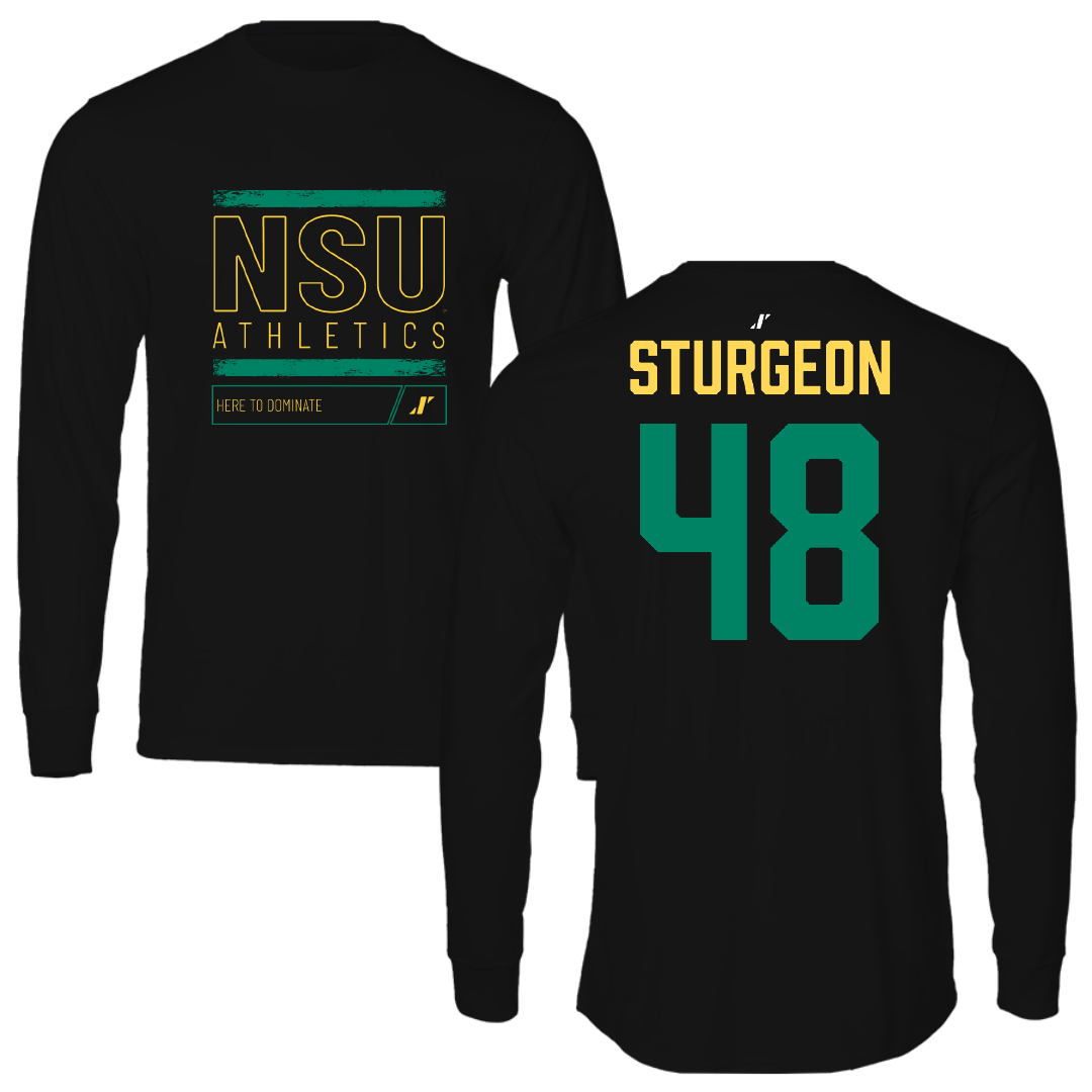 Norfolk State University Baseball Black Dominate Performance Long Sleeve - #48 CC Sturgeon