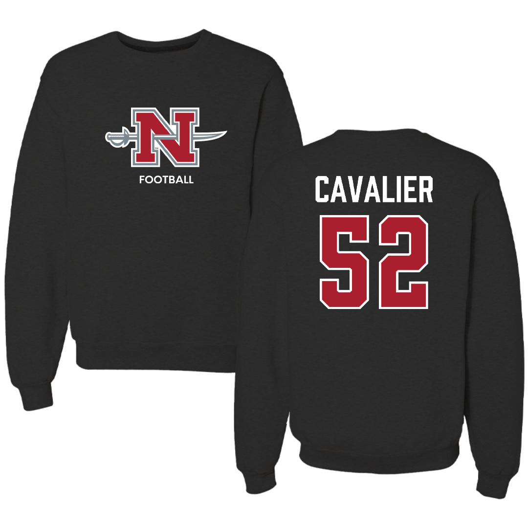 Nicholls State University Football Black Mascot Crewneck - #52 Andrew Cavalier