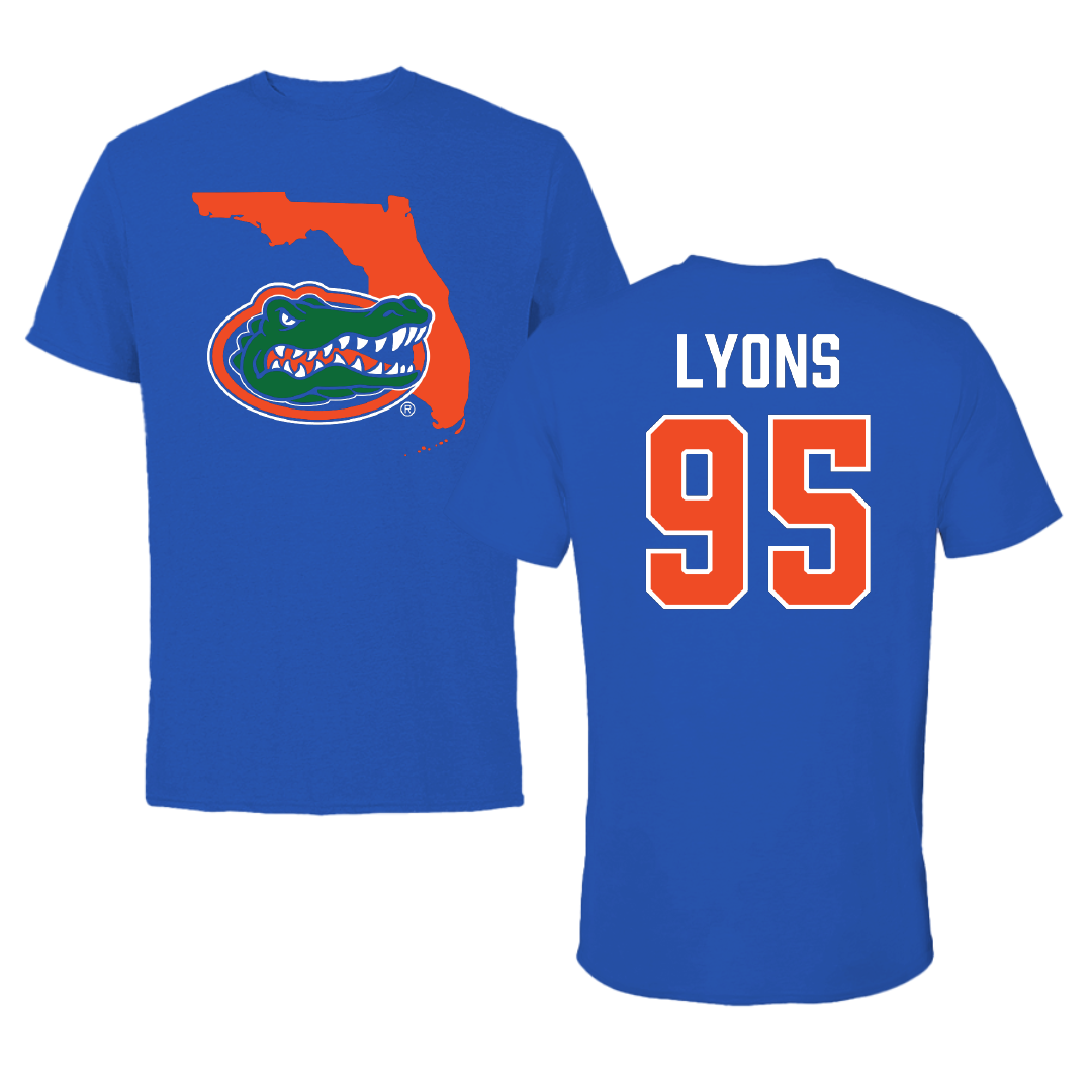 University of Florida Football Blue State Tee - #95 Jamari Lyons