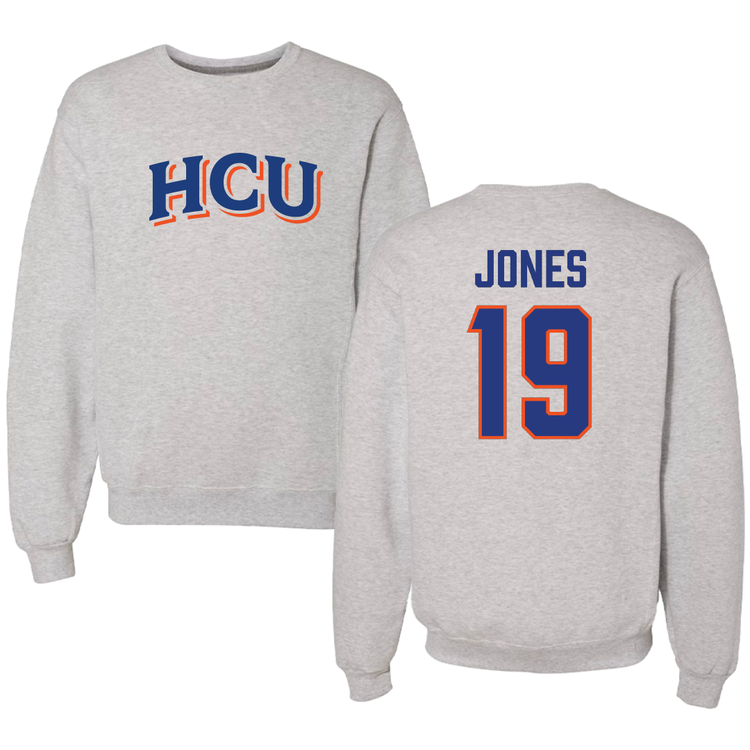 Houston Christian University Football Gray Crewneck - #19 Zion Jones