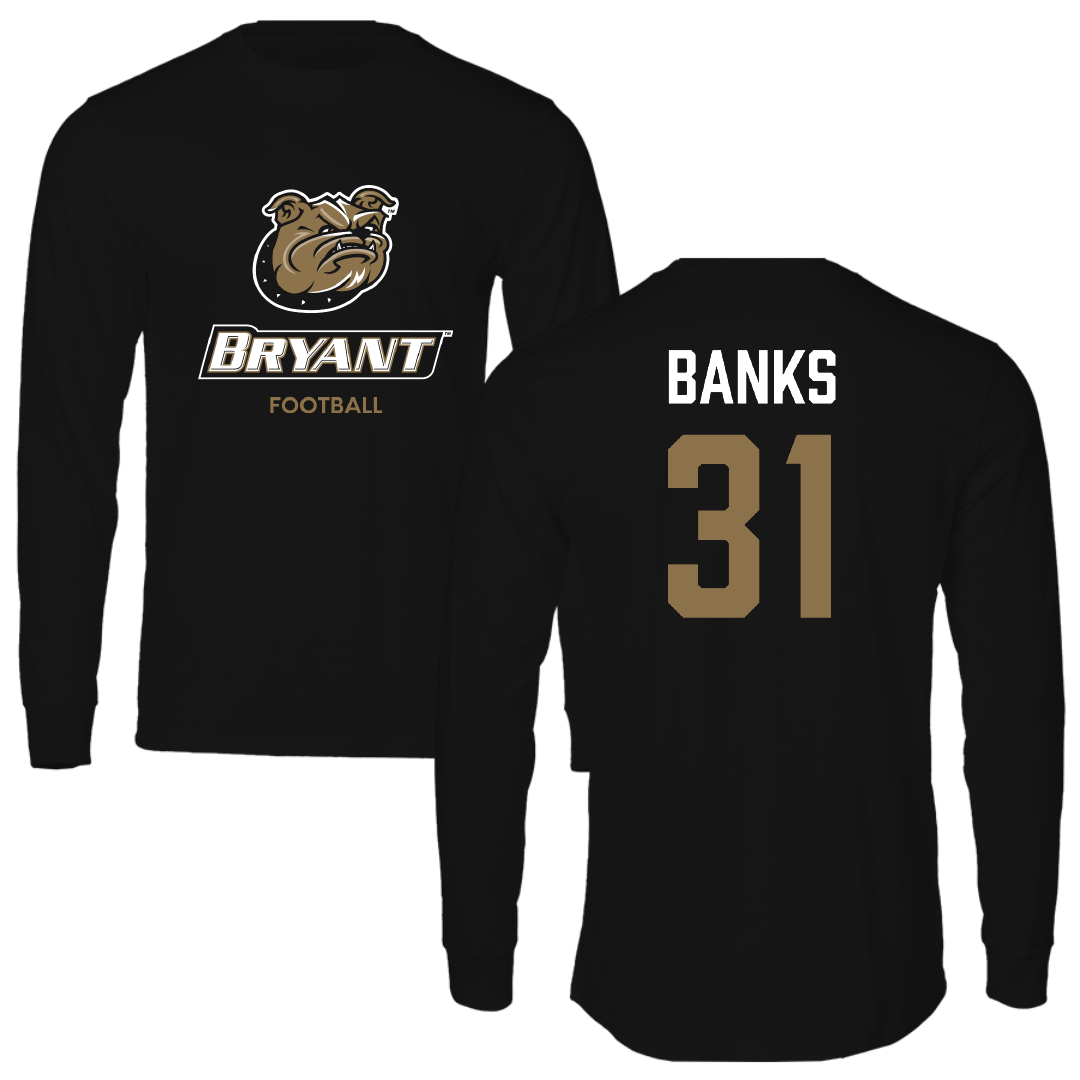 Bryant University Football Black Performance Long Sleeve - #31 Devon Banks