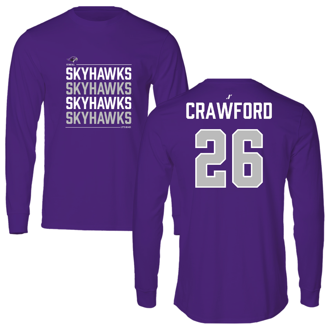Stonehill College Football Purple General Performance Long Sleeve - #26 Marcus Crawford