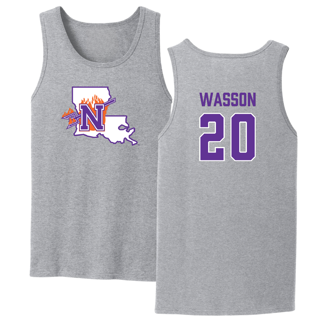 Northwestern State University Football Sport Gray Tank Top - #20 Hogan Wasson