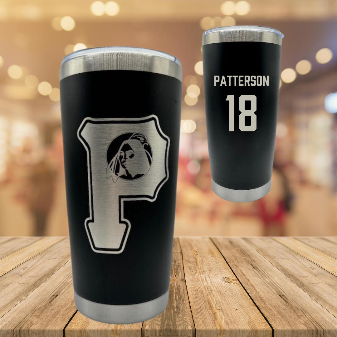 University of North Carolina at Pembroke Volleyball Black Stainless Steel Tumbler - #18 Tyler Patterson