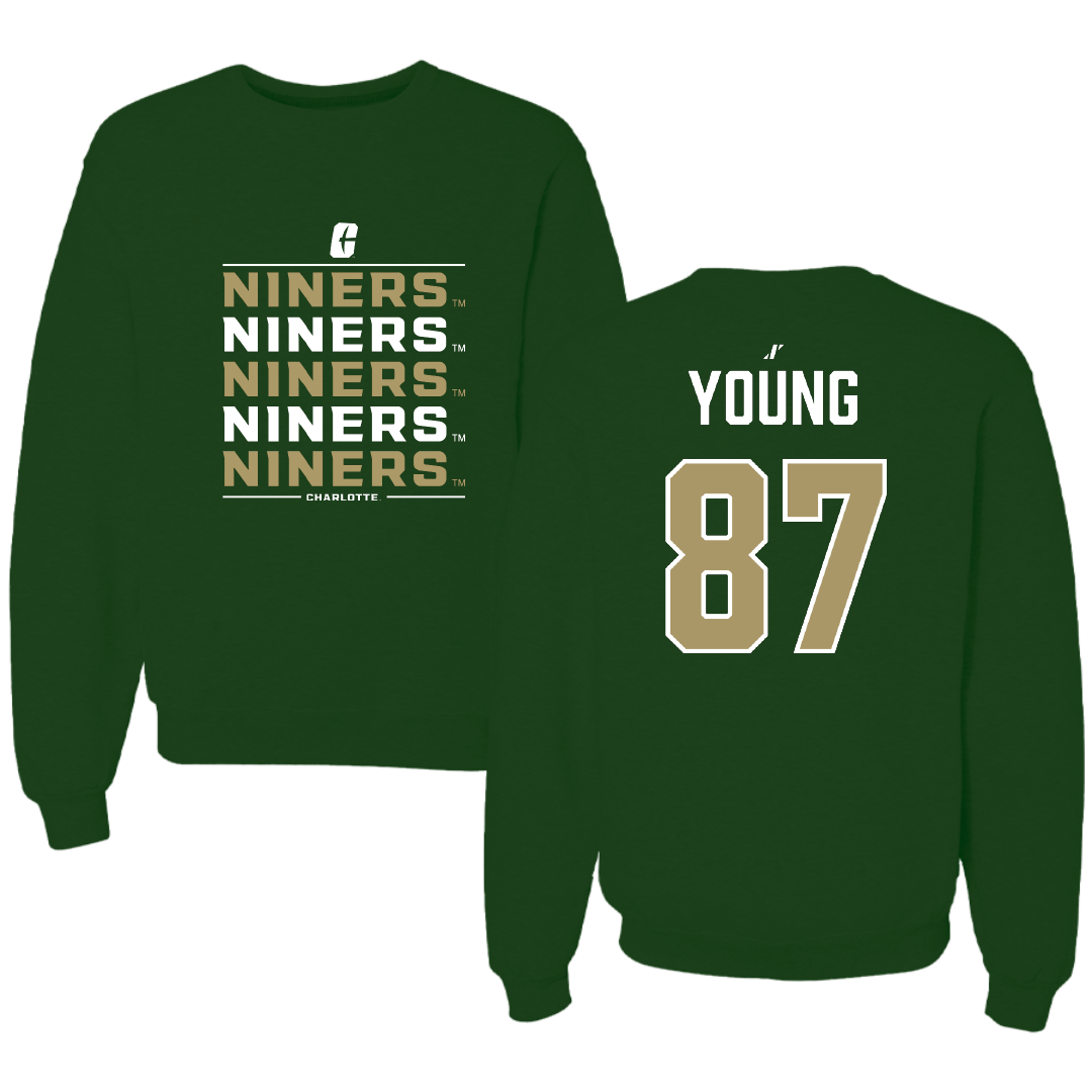 The University of North Carolina at Charlotte Football Forest Green General Crewneck - #87 Jake Young