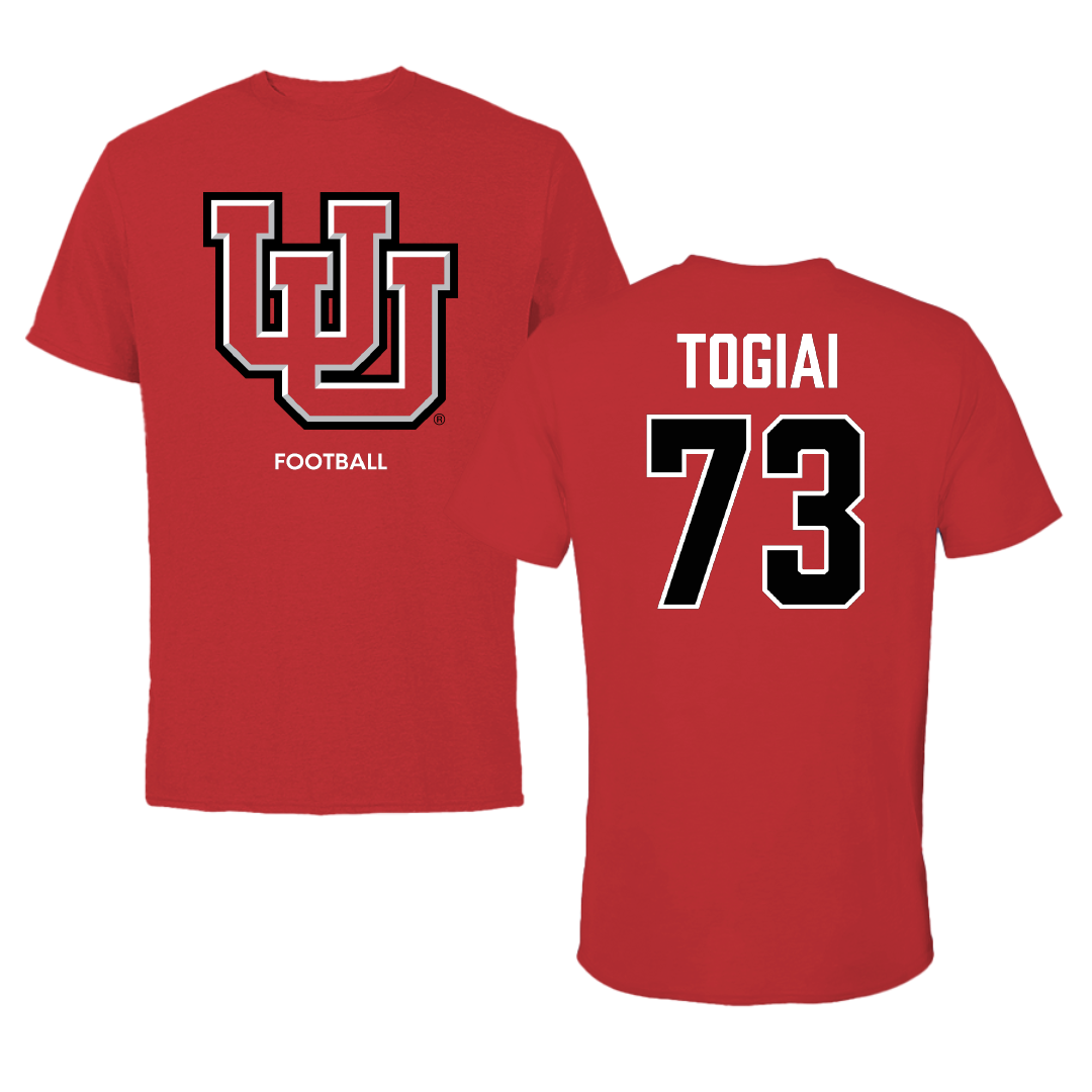 University of Utah Football Red Tee - #73 Tanoa Togiai