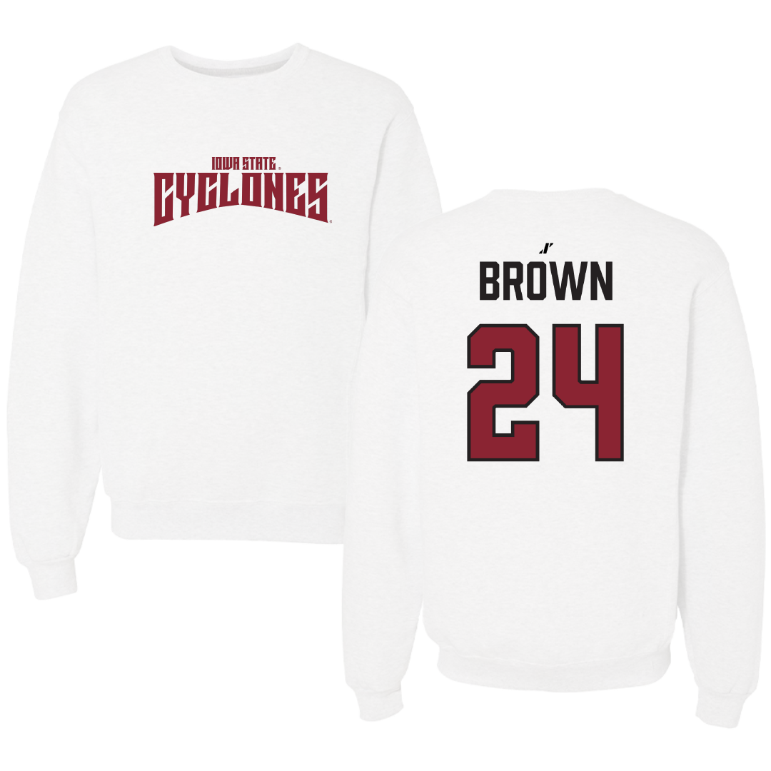 Iowa State University Basketball (W) White Classic Crewneck - #24 Addy Brown