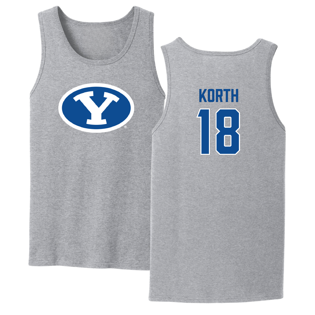 Brigham Young University Softball Sport Gray Tank Top - #18 Kaysen Korth