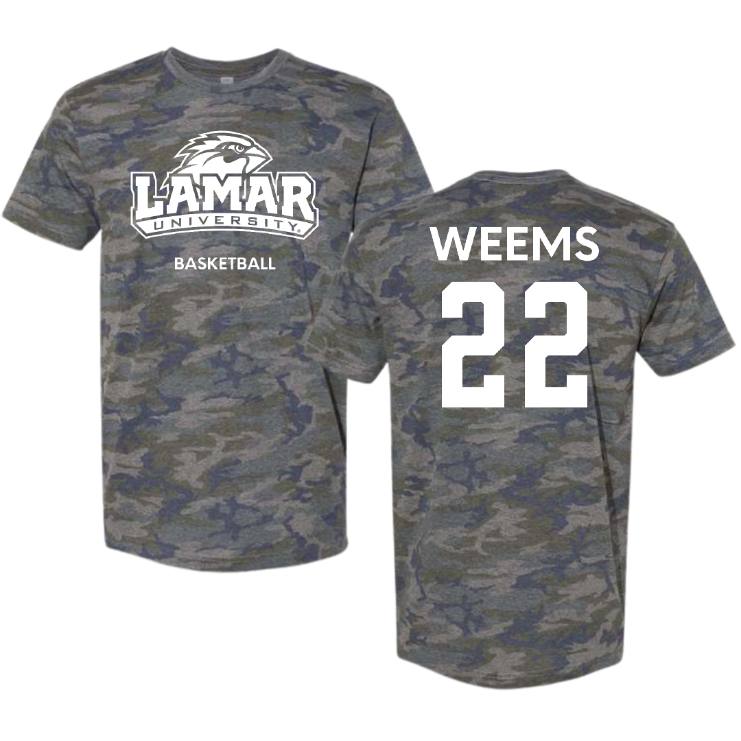 Lamar University Basketball (W) Vintage Camo Tee - #22 NJ Weems