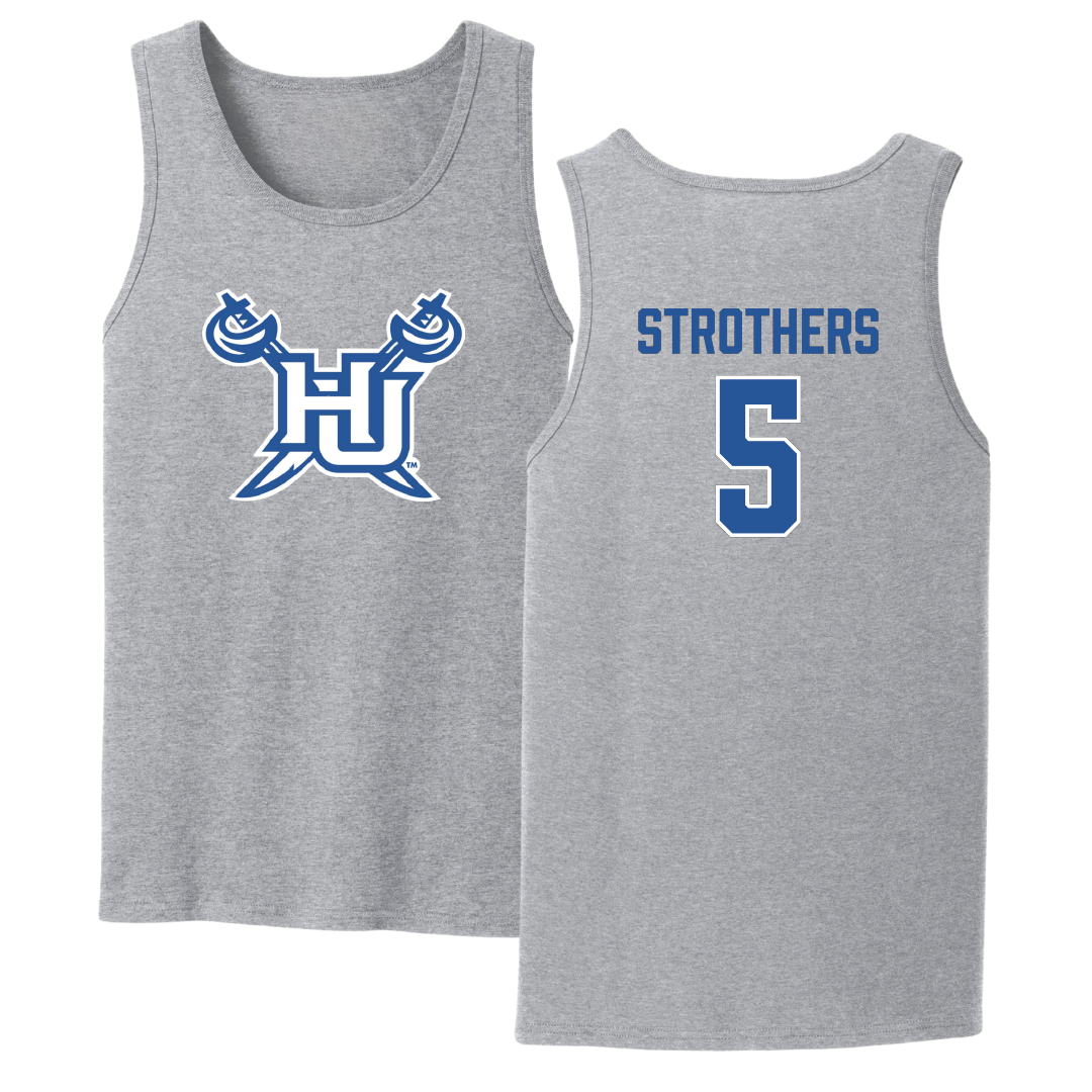 Hampton University Basketball Sport Gray Tank Top - #5 Etienne Strothers