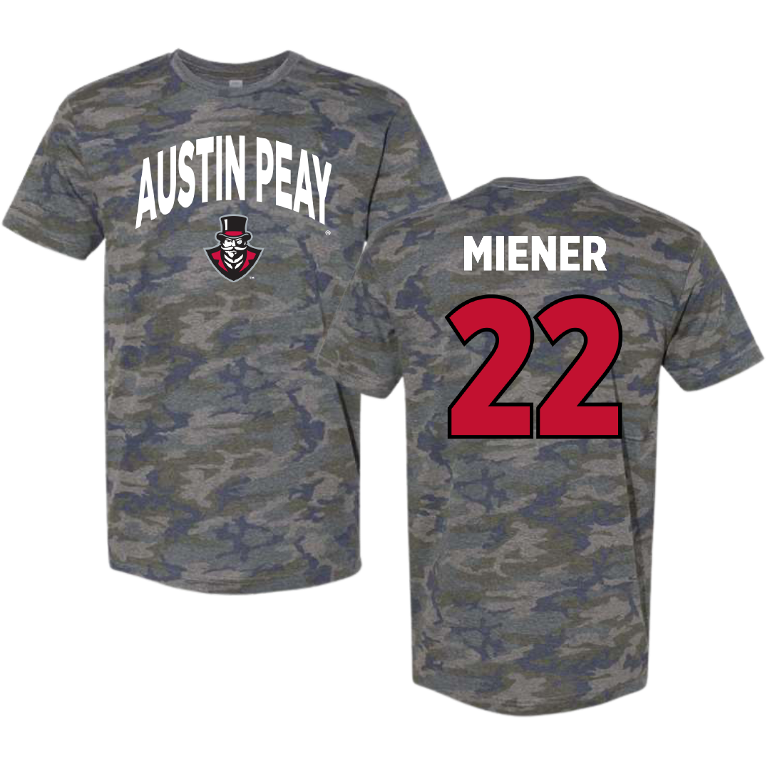Austin Peay State University Softball Vintage Camo Tee - #22 Samantha Miener