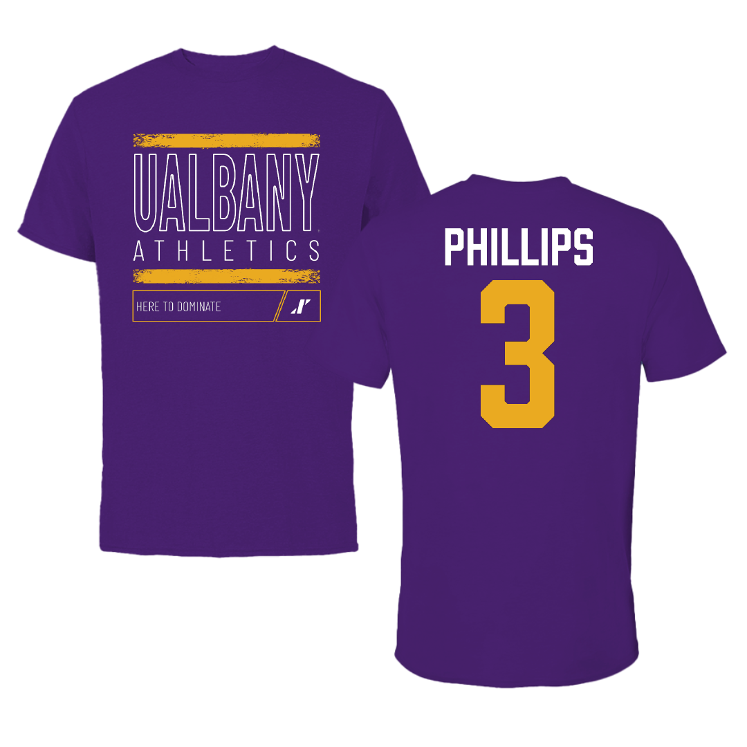 University at Albany Basketball Purple Dominate Performance Tee - #3 Lilly Phillips