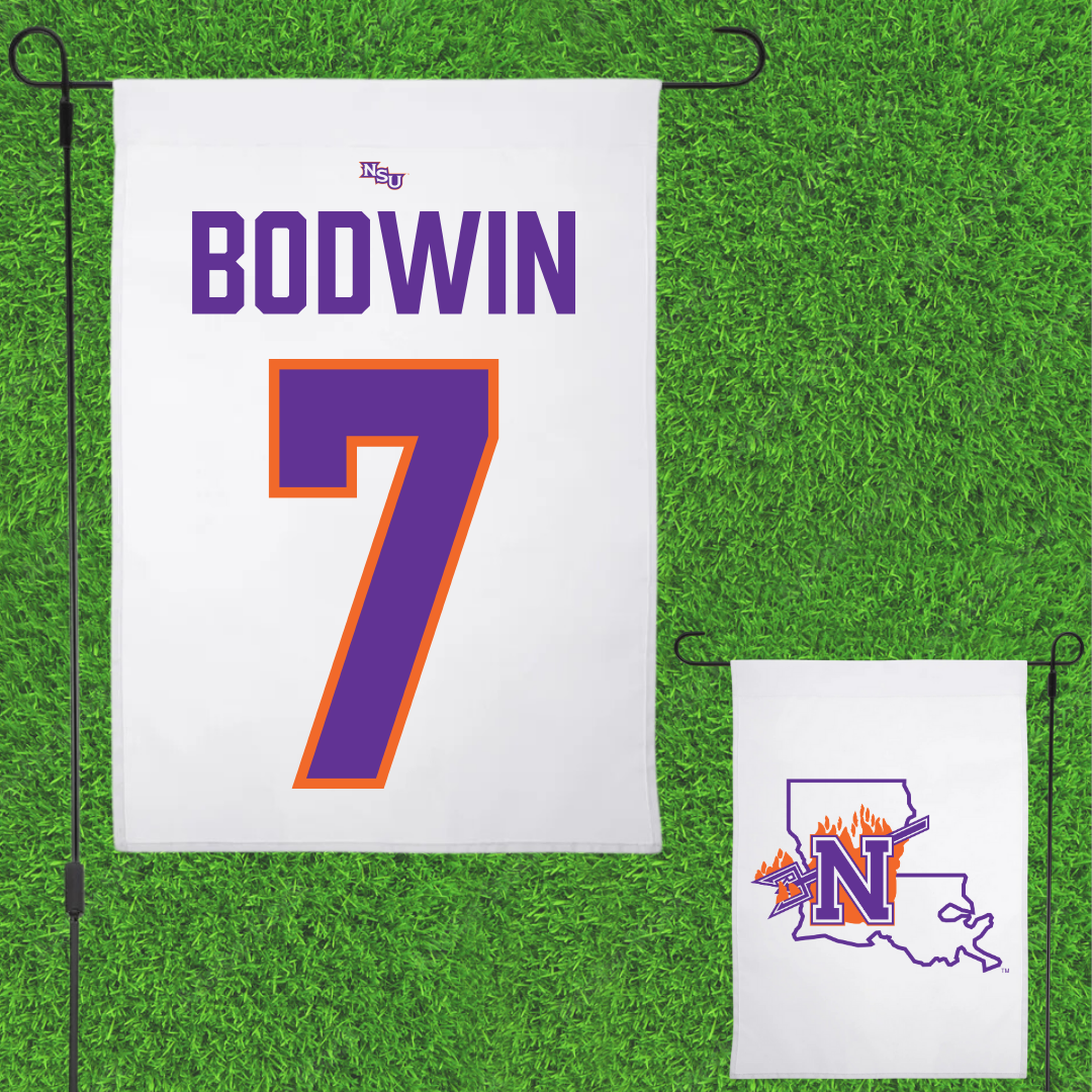 Northwestern State University Football White Garden Flag - #7 Jeremiah Bodwin