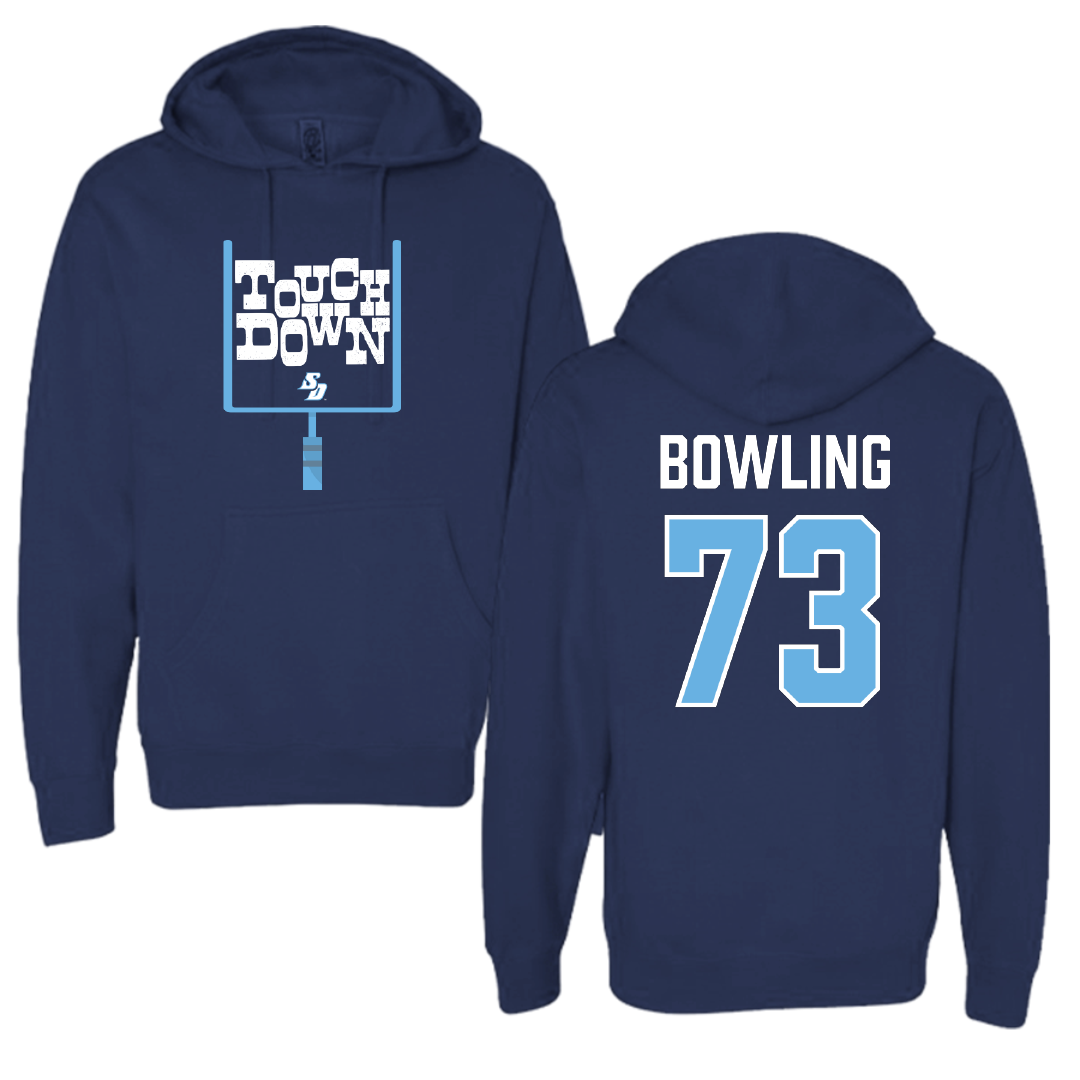 University of San Diego Football Navy Touchdown Hoodie - #73 Evans Bowling