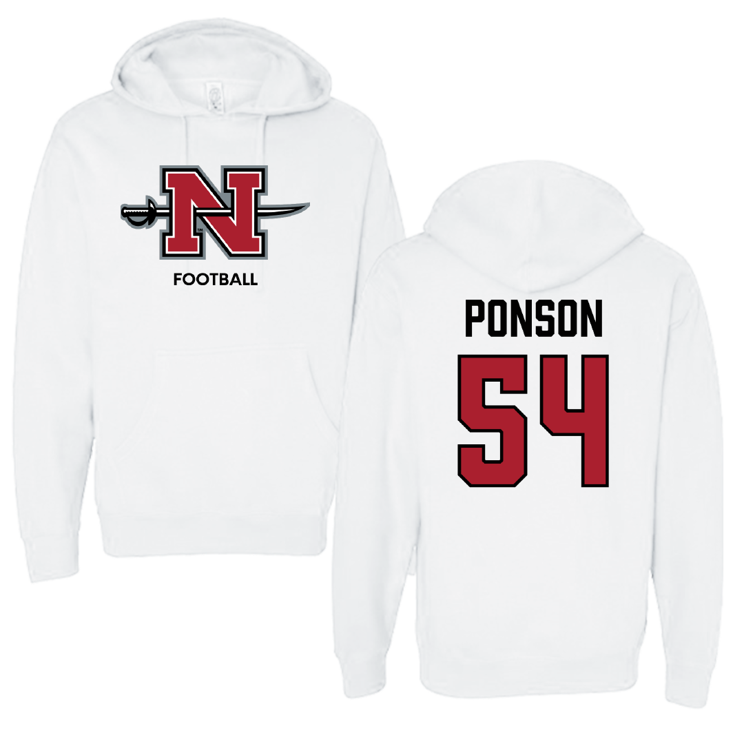 Nicholls State University Football White Hoodie - #54 Aaron Ponson