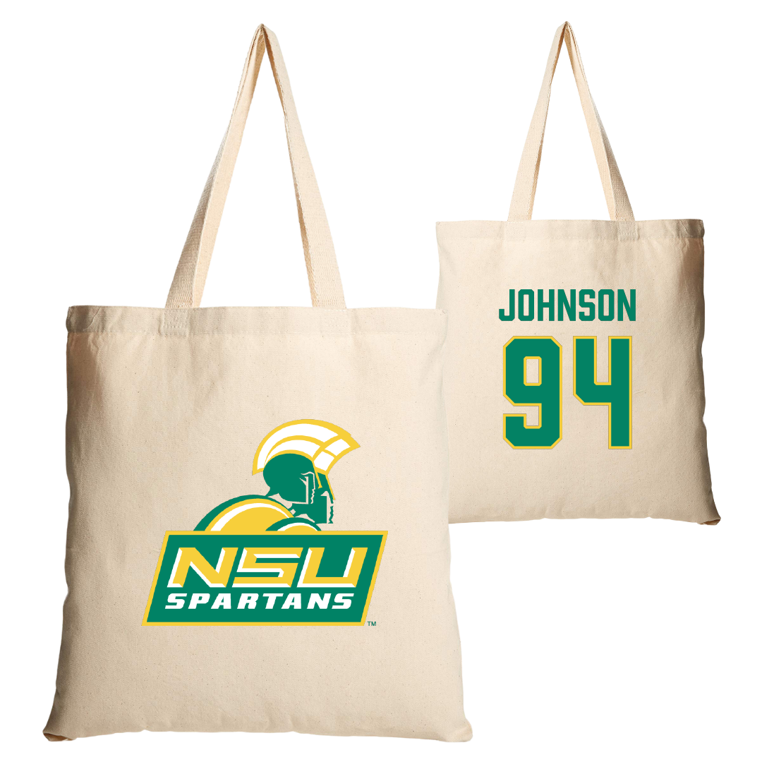 Norfolk State University Football Tan Canvas Tote Bag - #94 Tyler Johnson