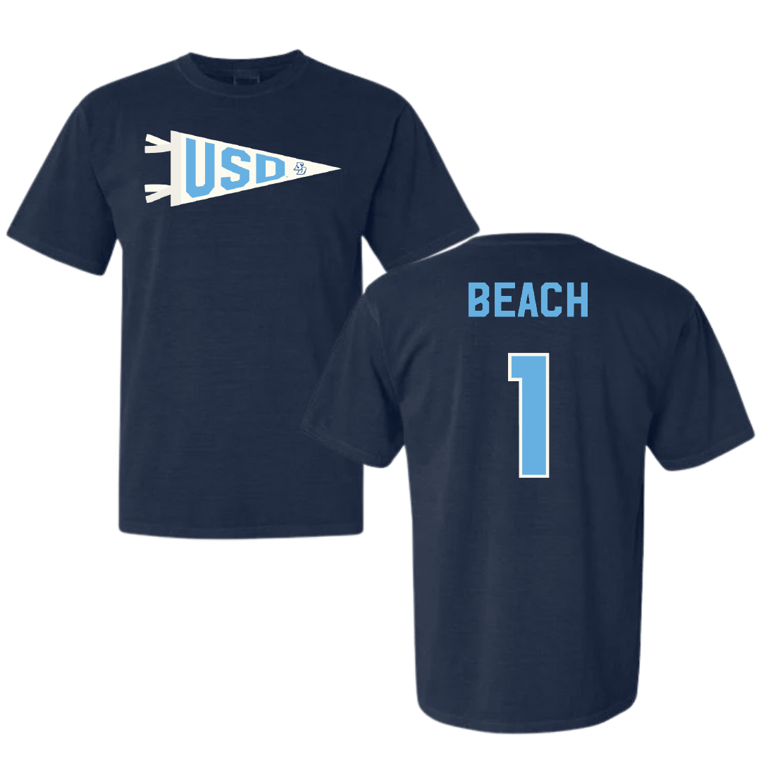 University of San Diego Volleyball Navy Pennant Comfort Colors Tee - #1 Neomi Beach