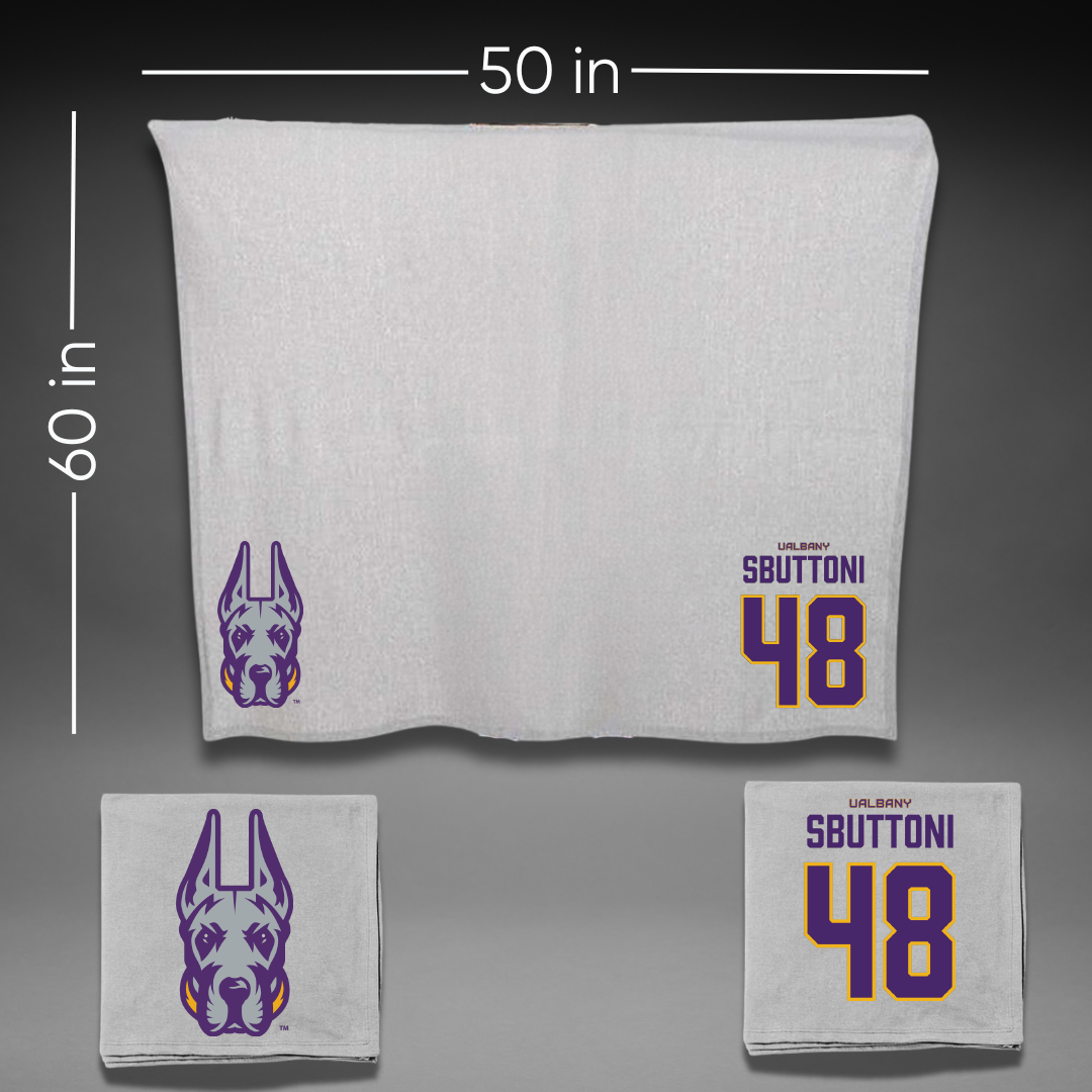 University at Albany Football Gray Blanket - #48 Michael Sbuttoni