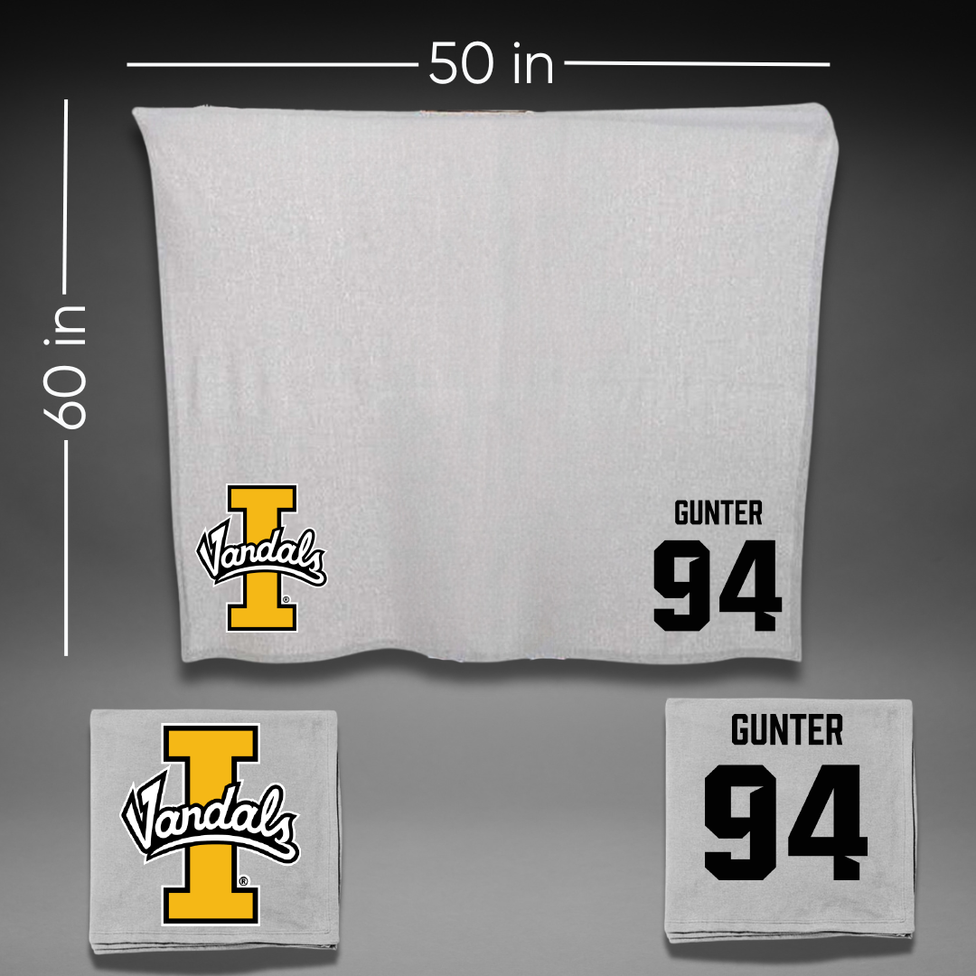 University of Idaho Football Gray Vandals Blanket - #94 Payton Gunter