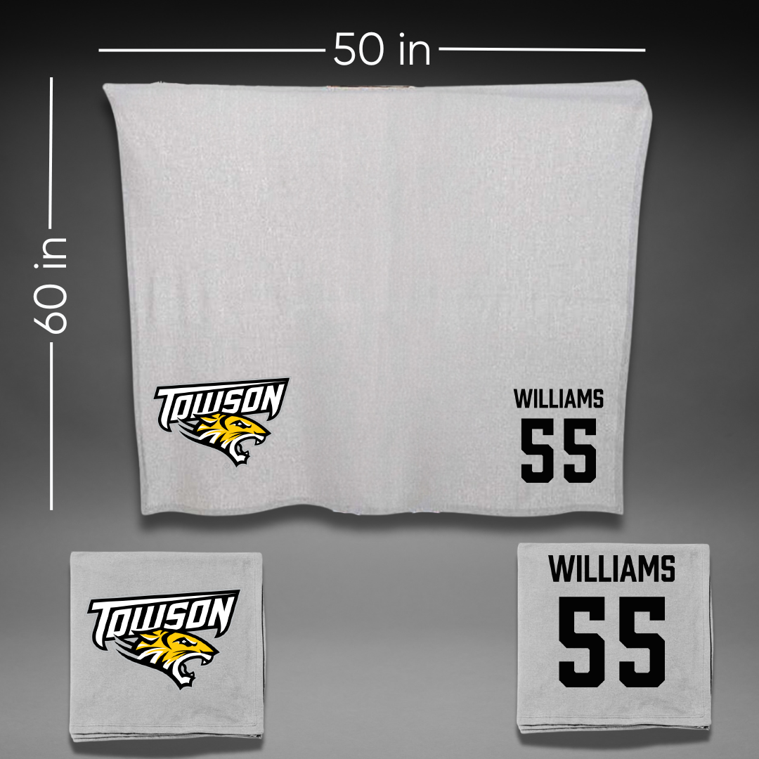 Towson University Football Gray Blanket - #55 Mike Williams