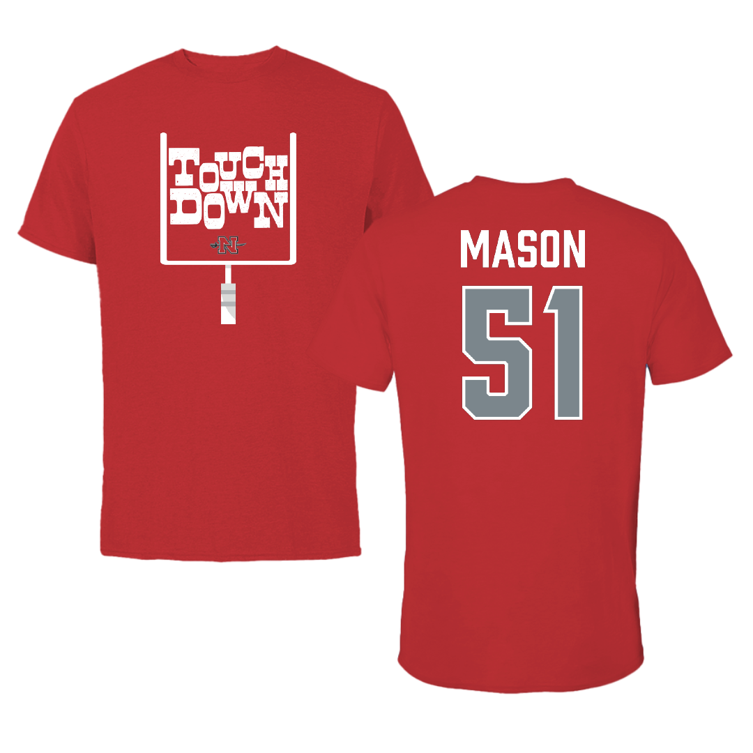 Nicholls State University Football Red Touchdown Tee - #51 Joe Mason