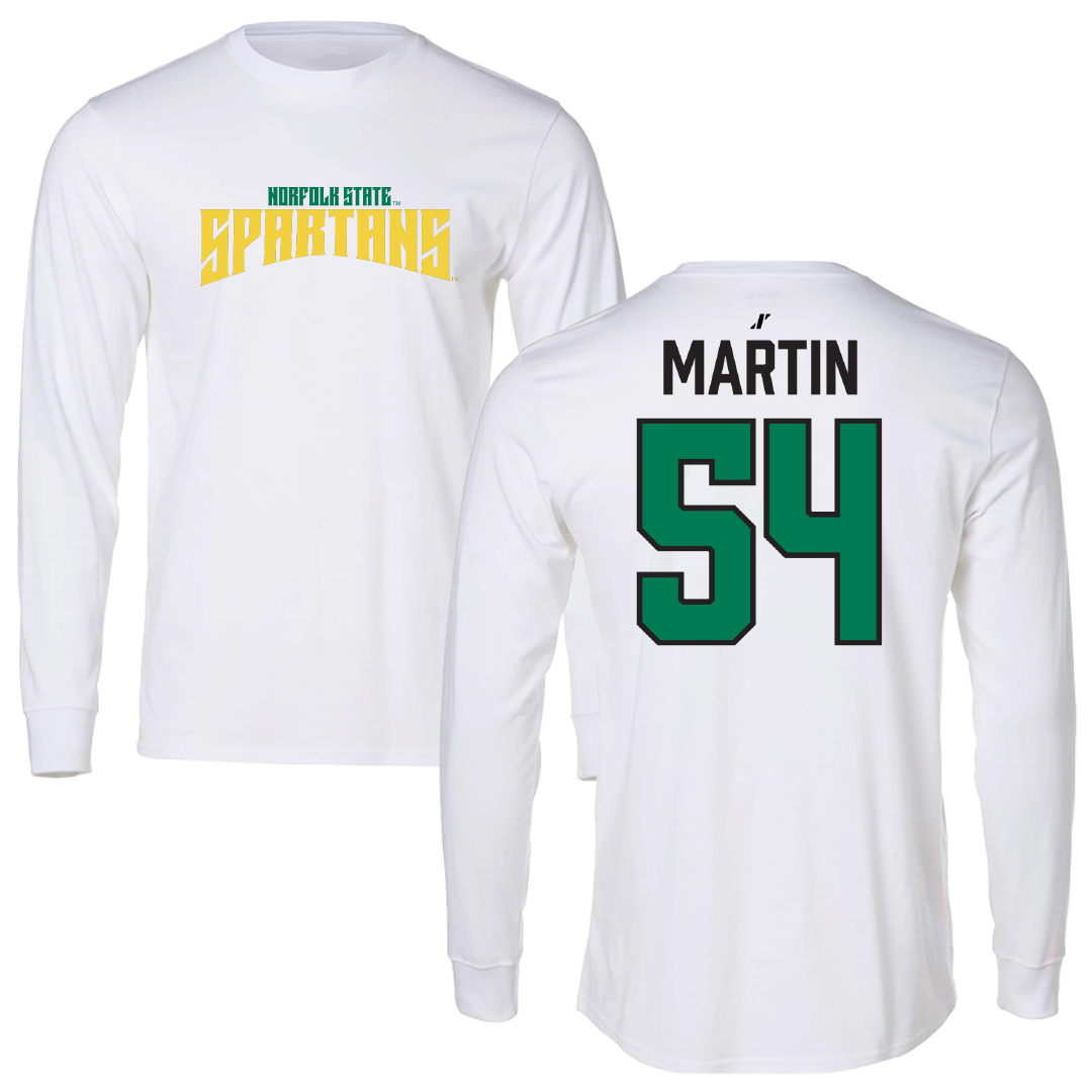 Norfolk State University Football White Classic Long Sleeve - #54 Javontay Martin