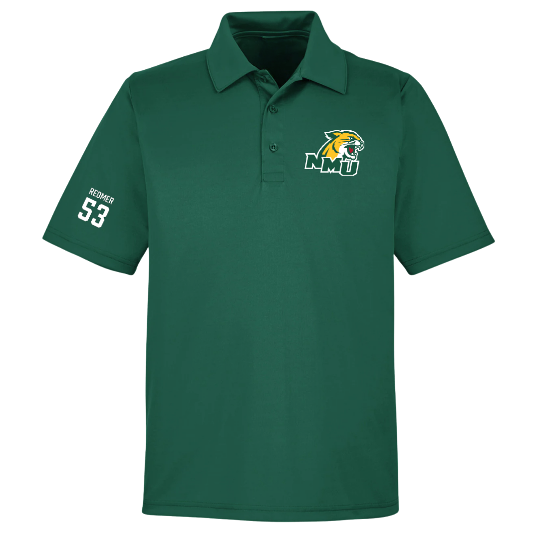 Northern Michigan University Football Forest Green Polo - #53 Brady Redmer