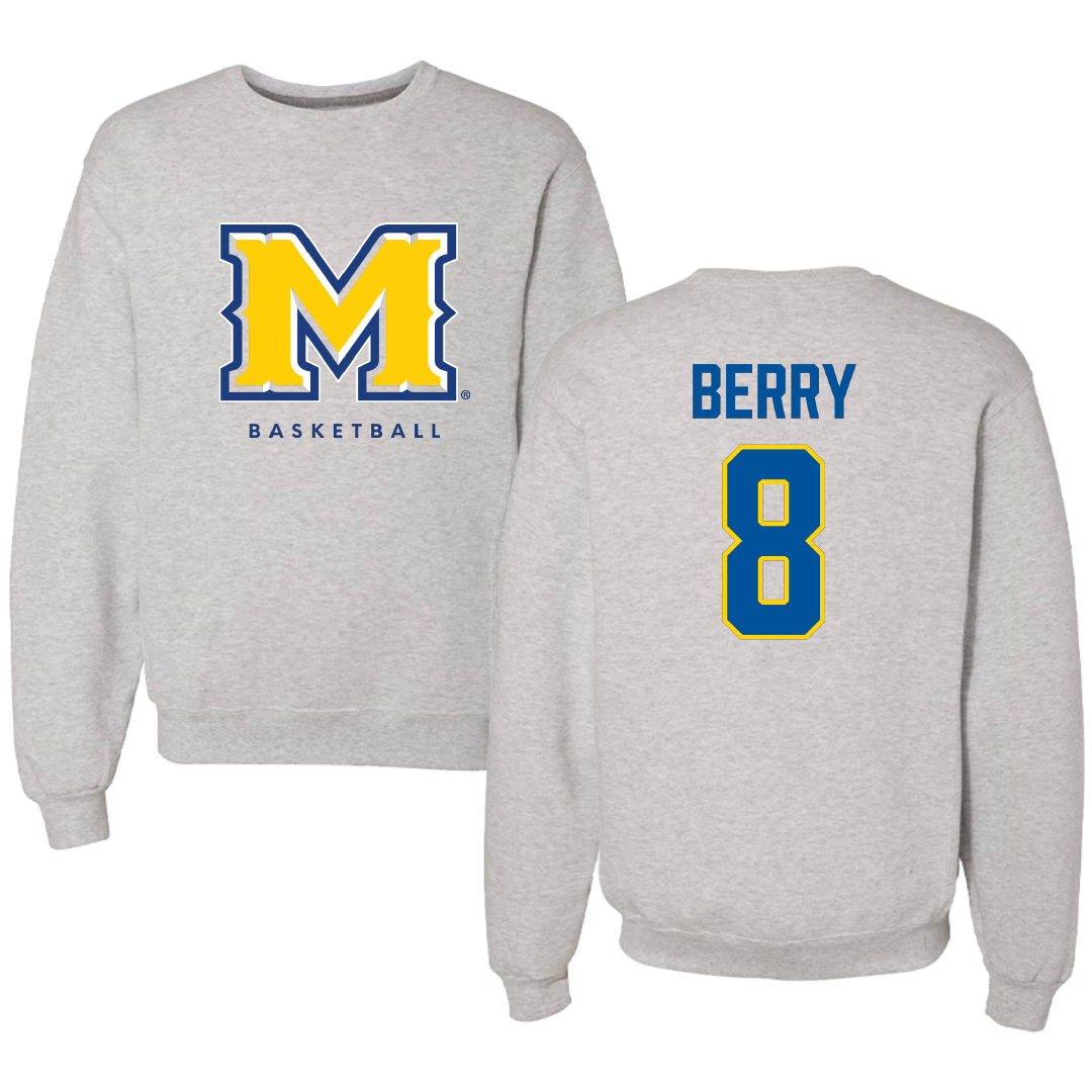 McNeese State University Basketball Gray Crewneck - #8 Avari Berry