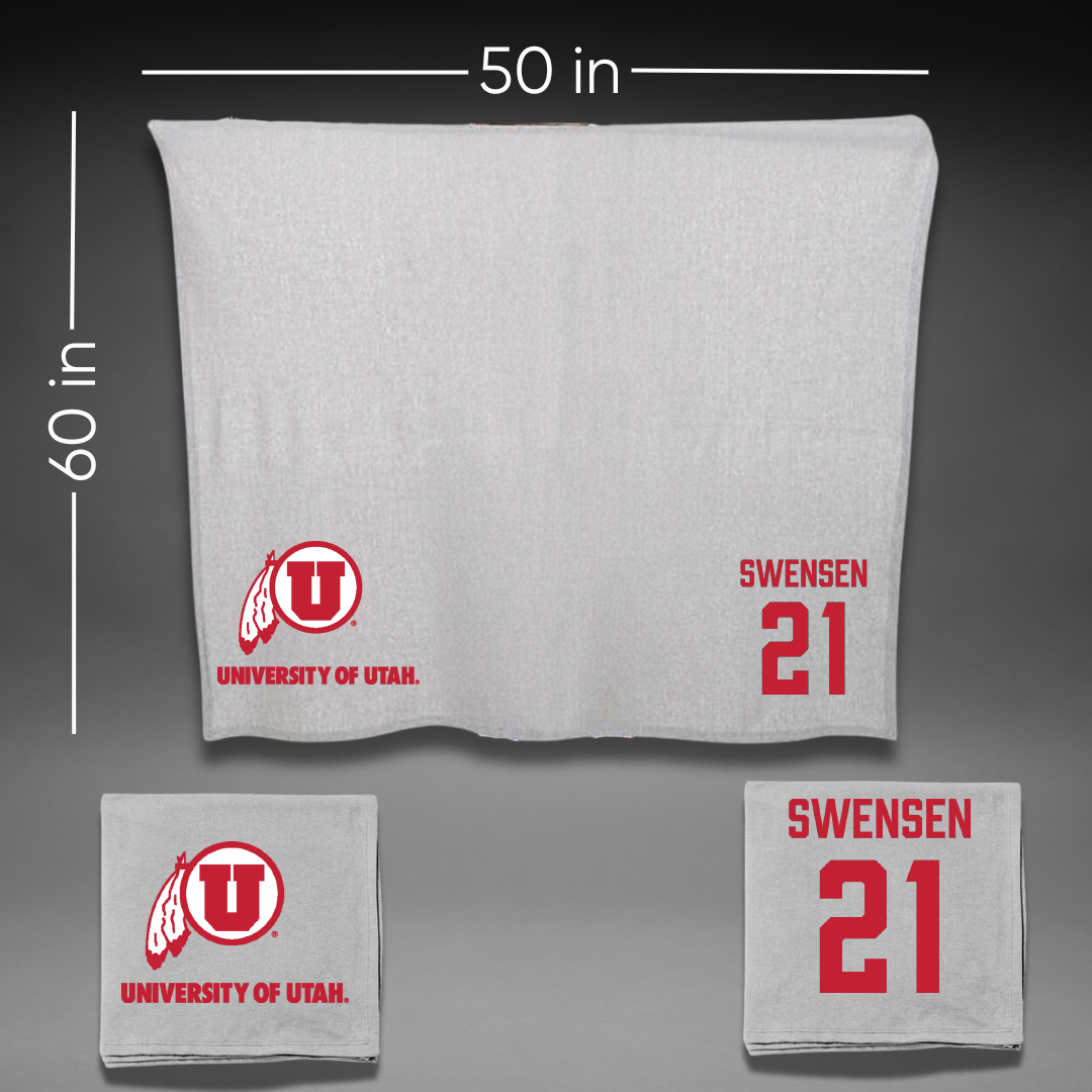 University of Utah Soccer (W) Gray Blanket - #21 Ali Swensen