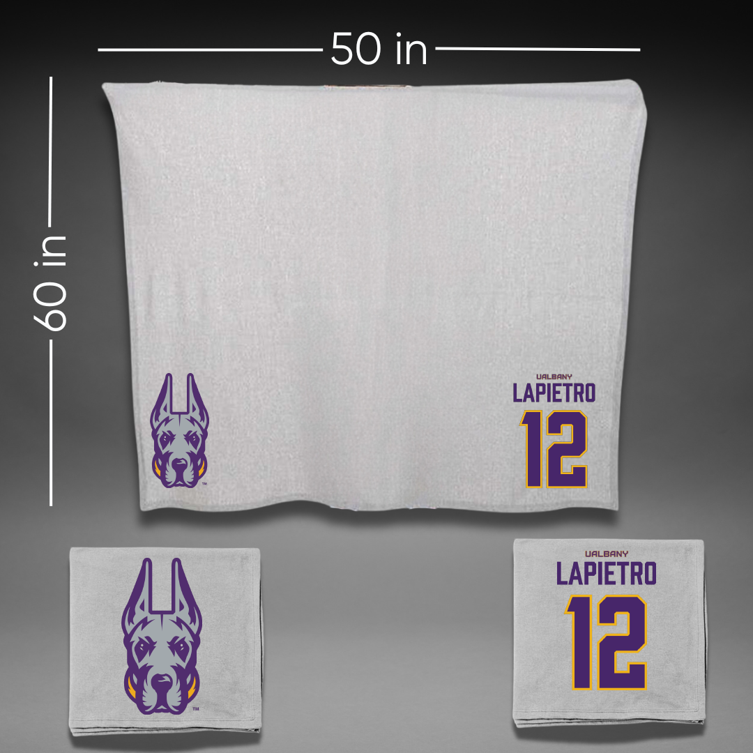 University at Albany Lacrosse Gray Blanket - #12 Darien LaPietro