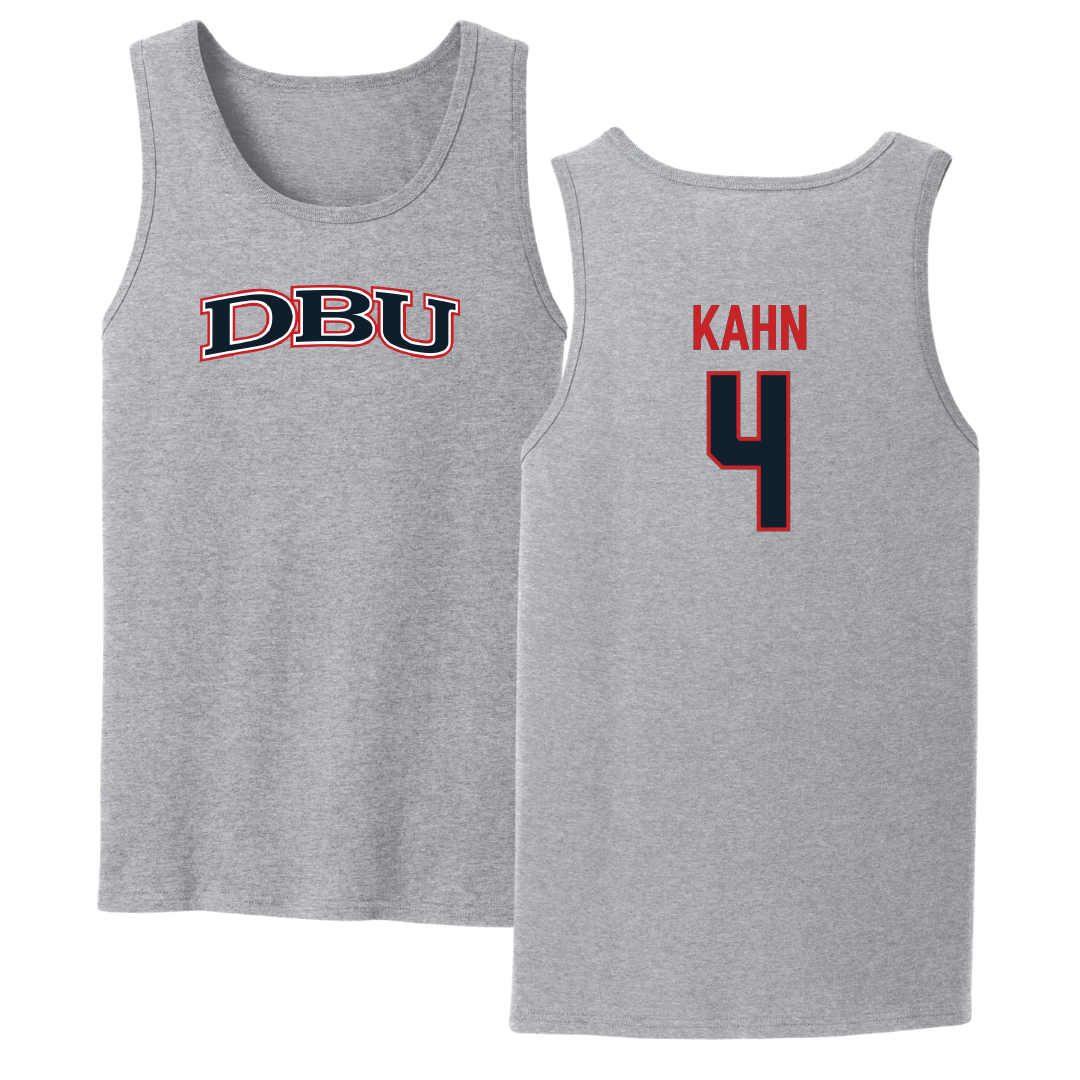Dallas Baptist University Basketball Sport Gray Tank Top - #4 Cameron Kahn
