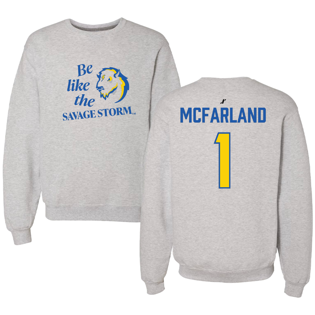 Southeastern Oklahoma State University Volleyball Light Gray Be Like Us Crewneck - #1 Riley McFarland