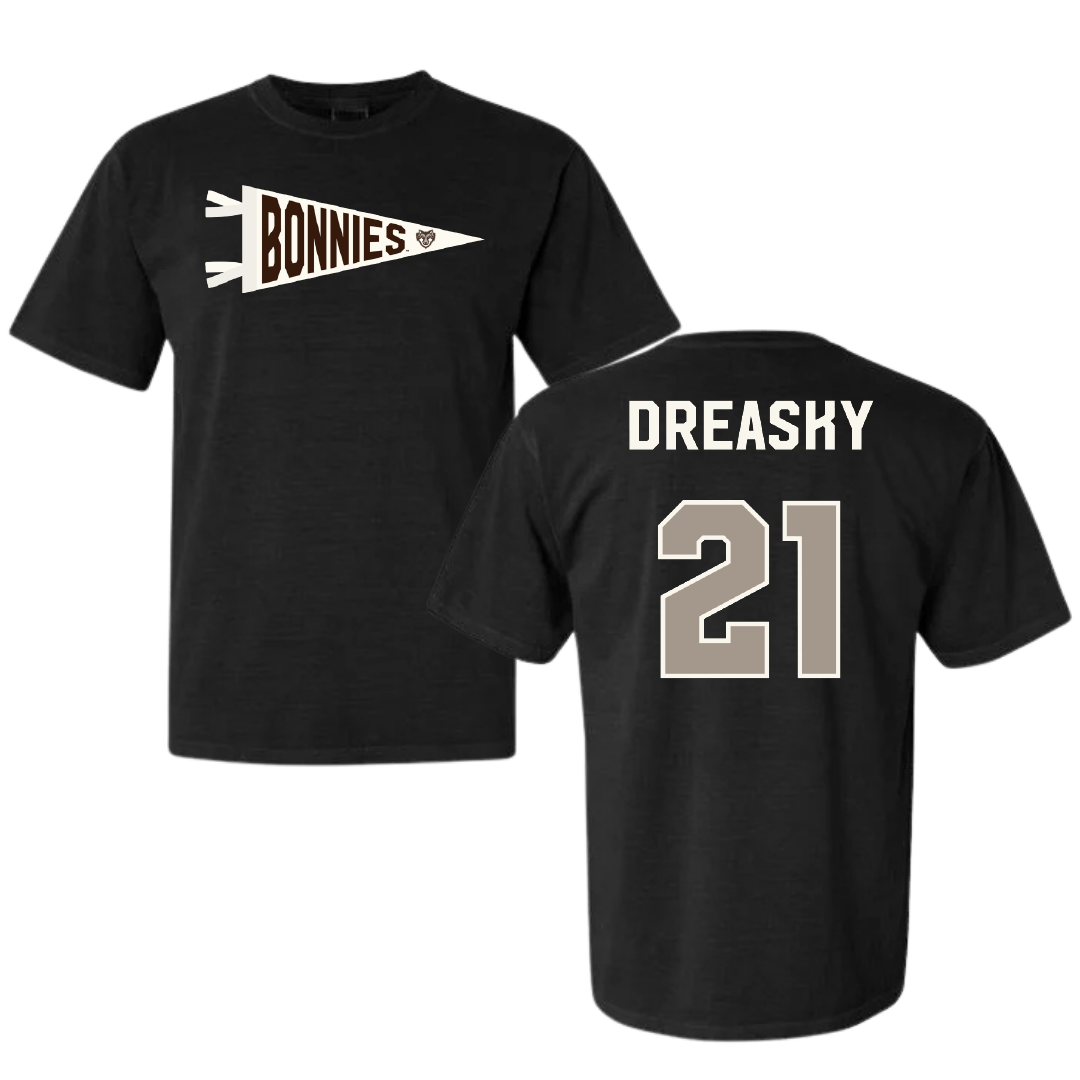 St. Bonaventure University Soccer Black Pennant Comfort Colors Tee - #21 Avery Dreasky
