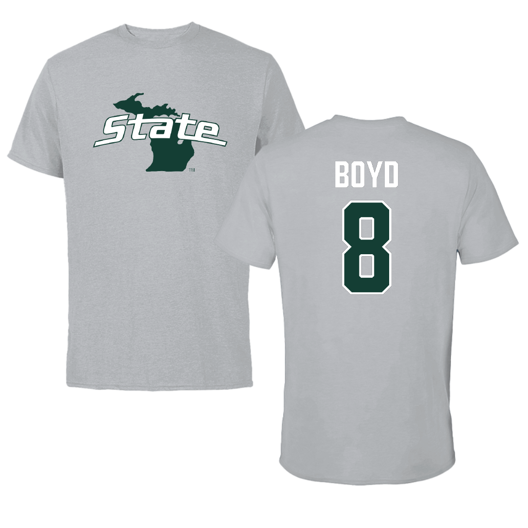 Michigan State University Football Sport Gray State Tee - #8 Evan Boyd