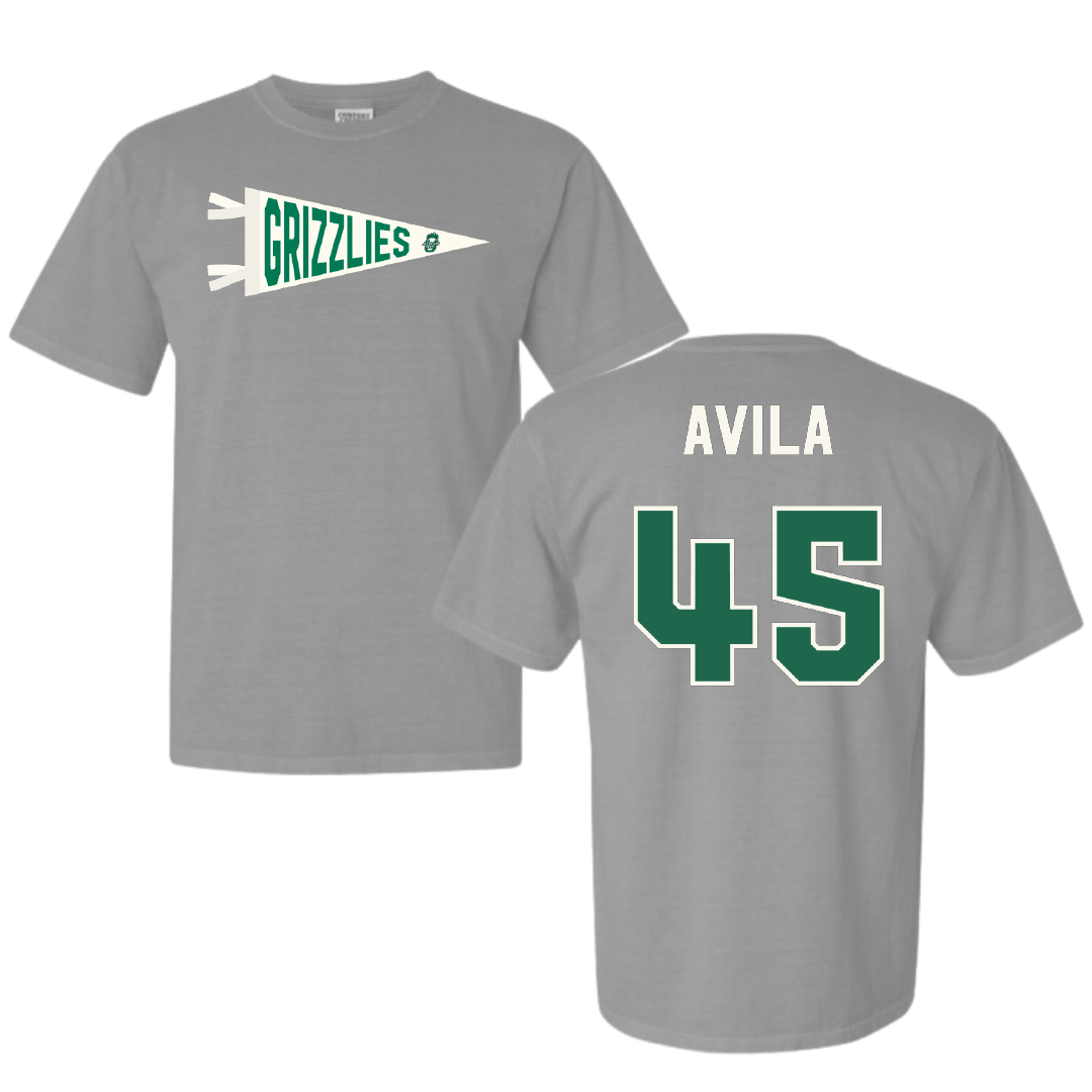 Adams State University Soccer Light Gray Pennant Comfort Colors Tee - #45 Caleb Avila