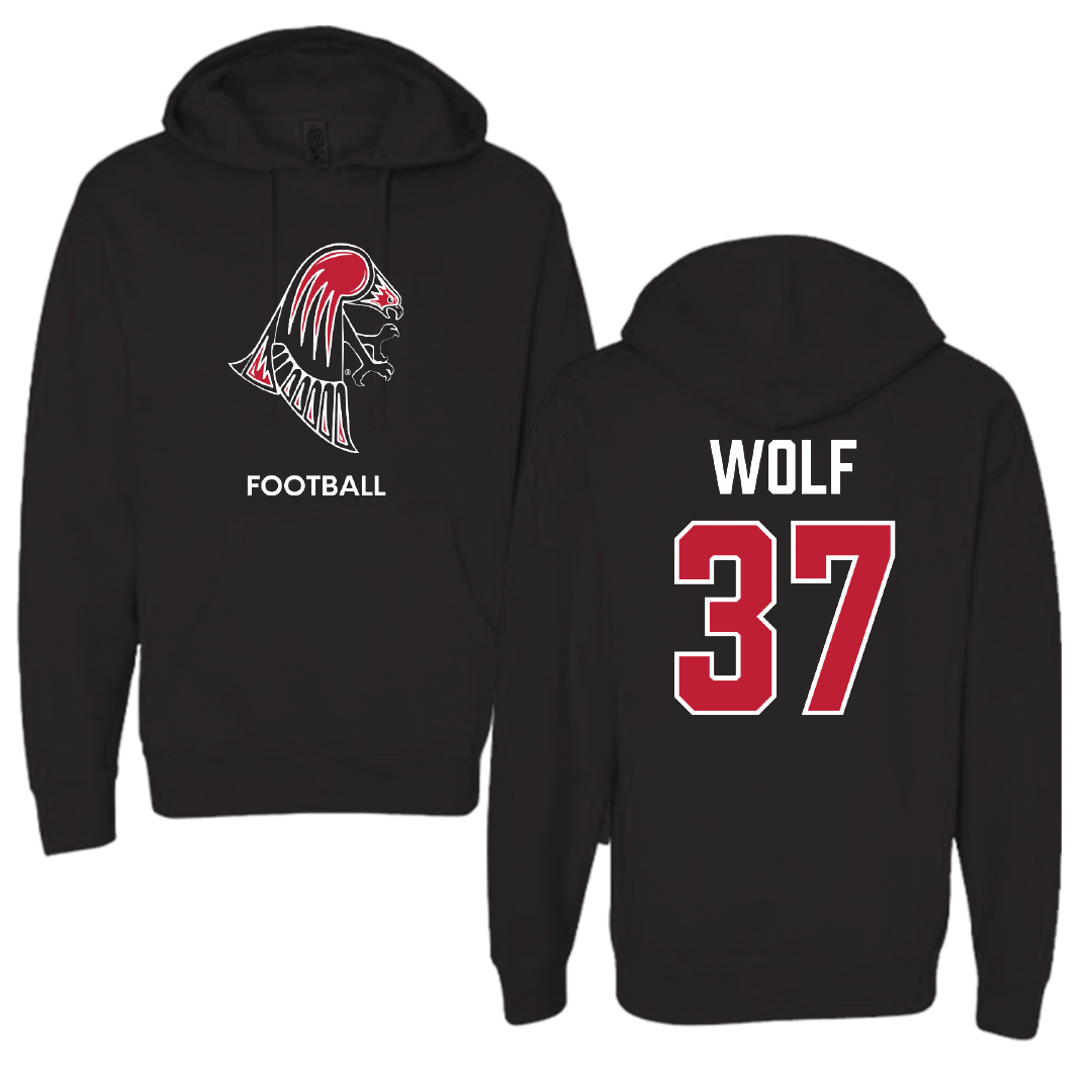 University of Wisconsin-River Falls Football Black Hoodie - #37 Brayden Wolf