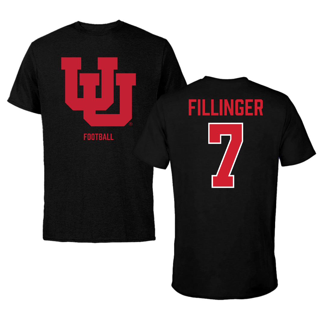 University of Utah Football Black Performance Tee - #7 Van Fillinger