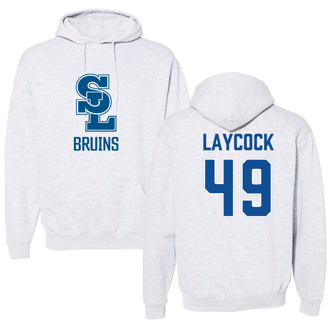Salt Lake Community College Baseball Light Gray Bruins Hoodie - #49 Austin Laycock