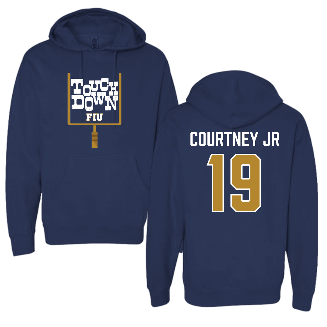 Florida International University Football Navy Touchdown Hoodie - #19 Percy Courtney Jr