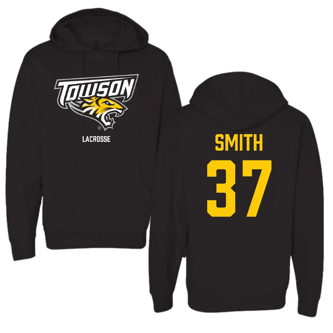 Towson University Lacrosse (M) Black Hoodie - #37 Elijah Smith